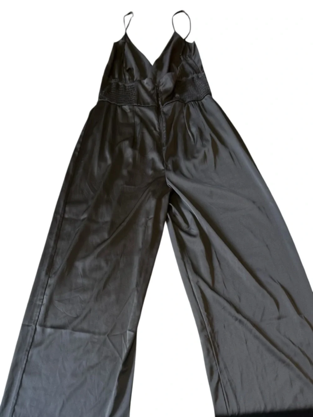 New Abercrombie & Fitch Jumpsuit Plunge Satin Black Size Medium $120 Dressy - Picture 10 of 10